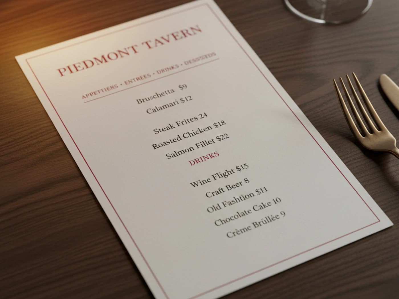 Flat Table Menus