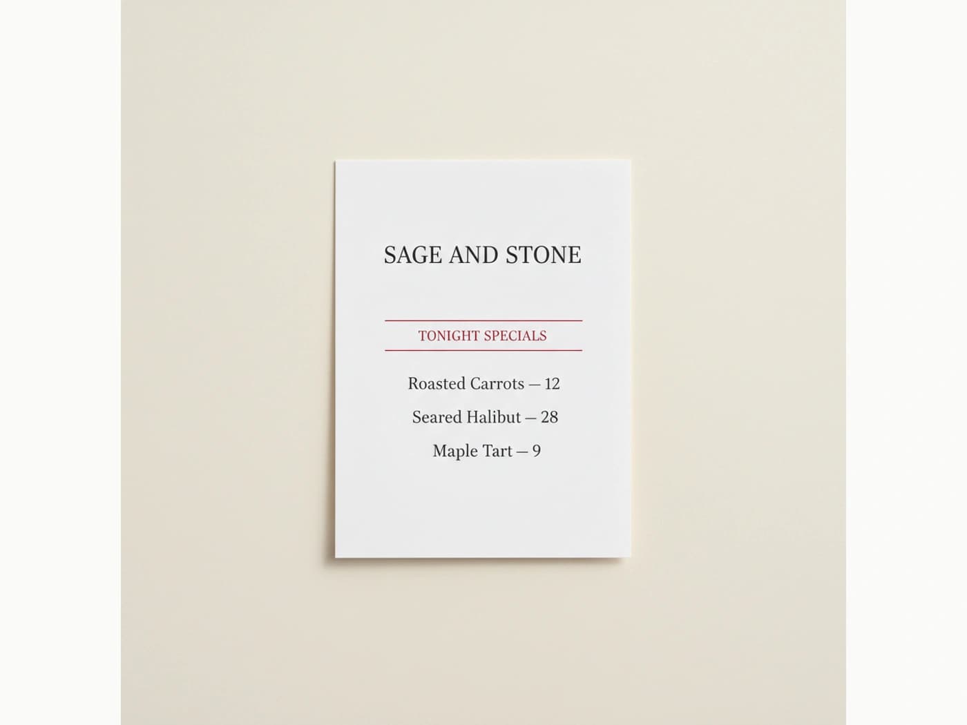 Flat Table Special Menus