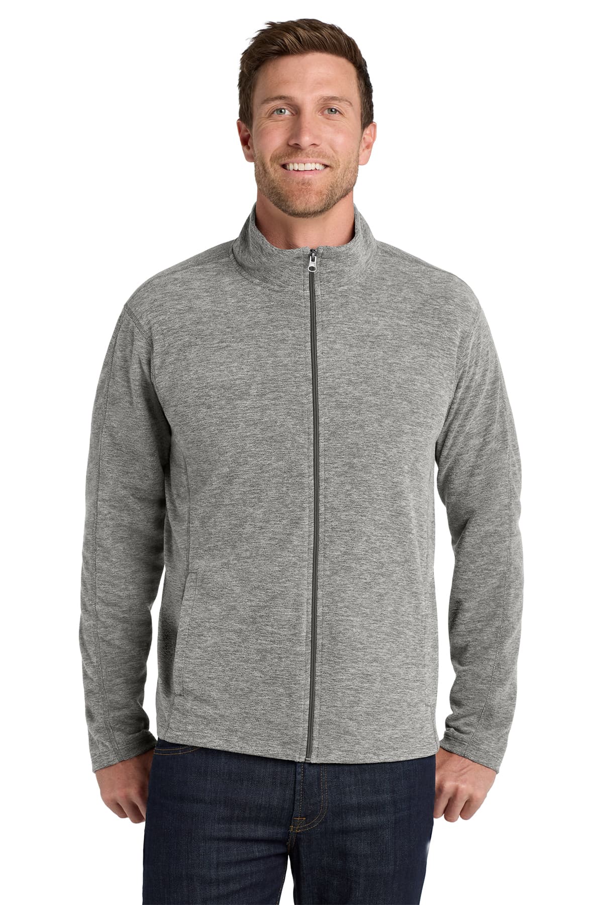 Port Authority Heather Microfleece Full-Zip Jacket