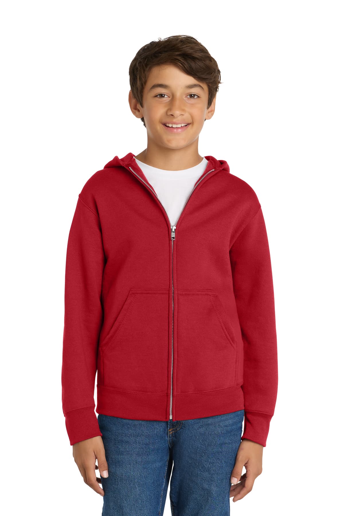 Port & Co Youth Core Fleece Full-Zip Hooded Sweatshirt
