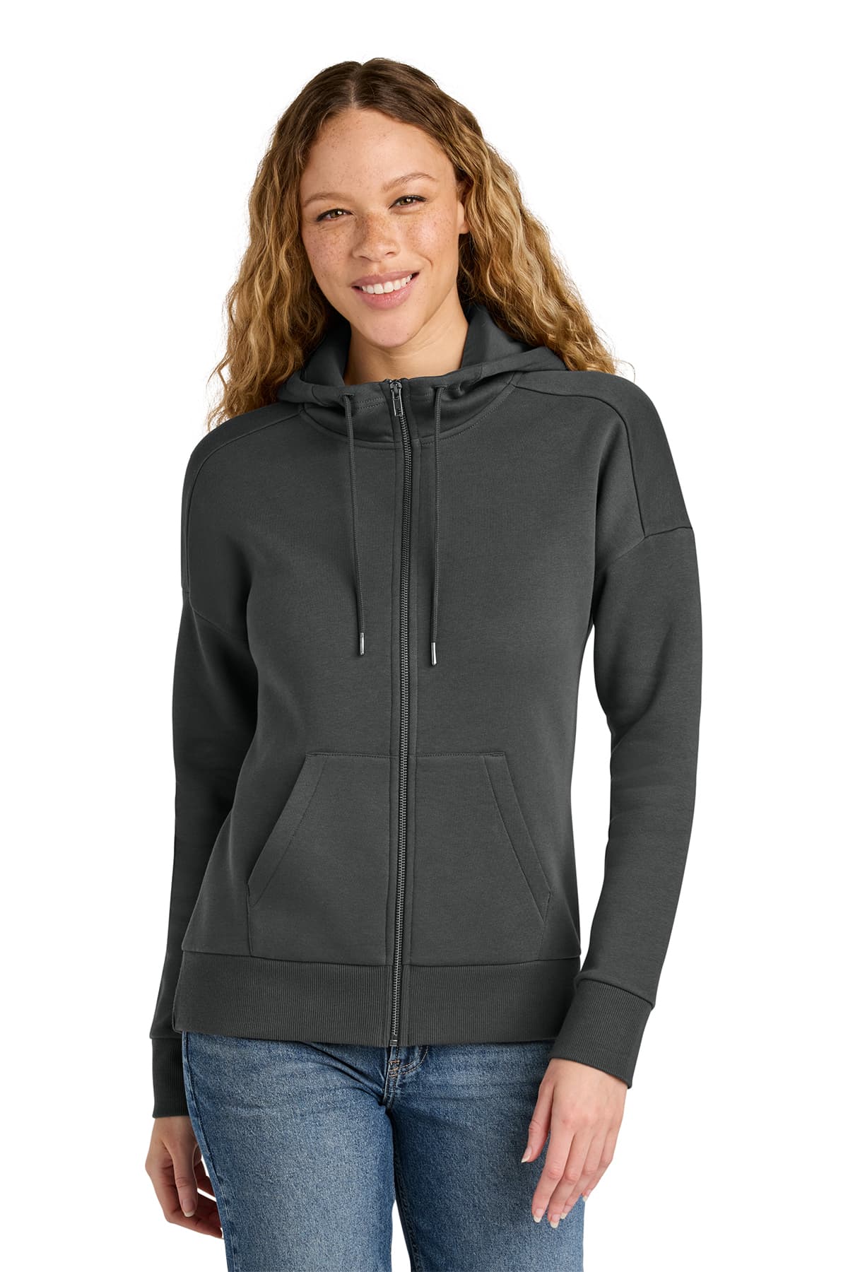 District Women’s Perfect Weight Fleece Drop Shoulder Full-Zip Hoodie