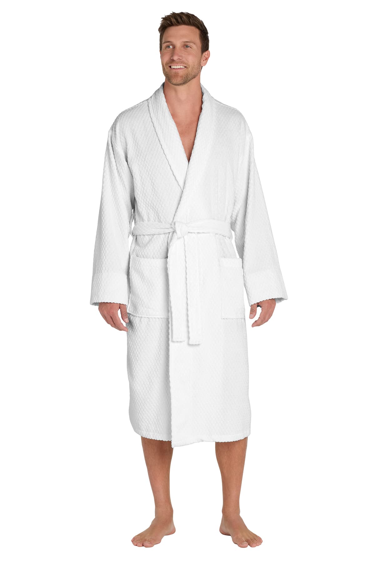 Port Authority Checkered Terry Shawl Collar Robe