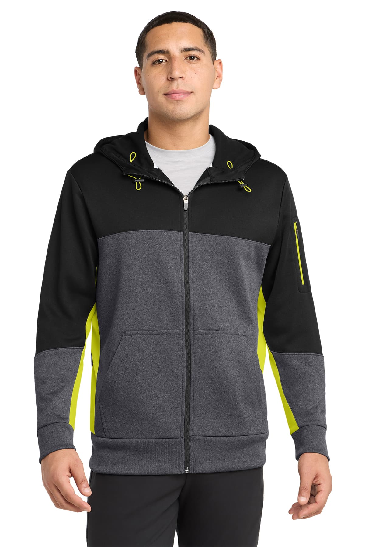 Sport-Tek Tech Fleece Colorblock Full-Zip Hooded Jacket