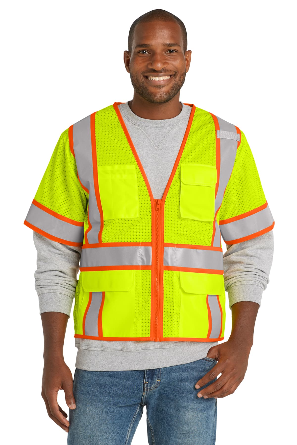 CornerStone ANSI 107 Class 3 Surveyor Mesh Zippered Two-Tone Short Sleeve Vest