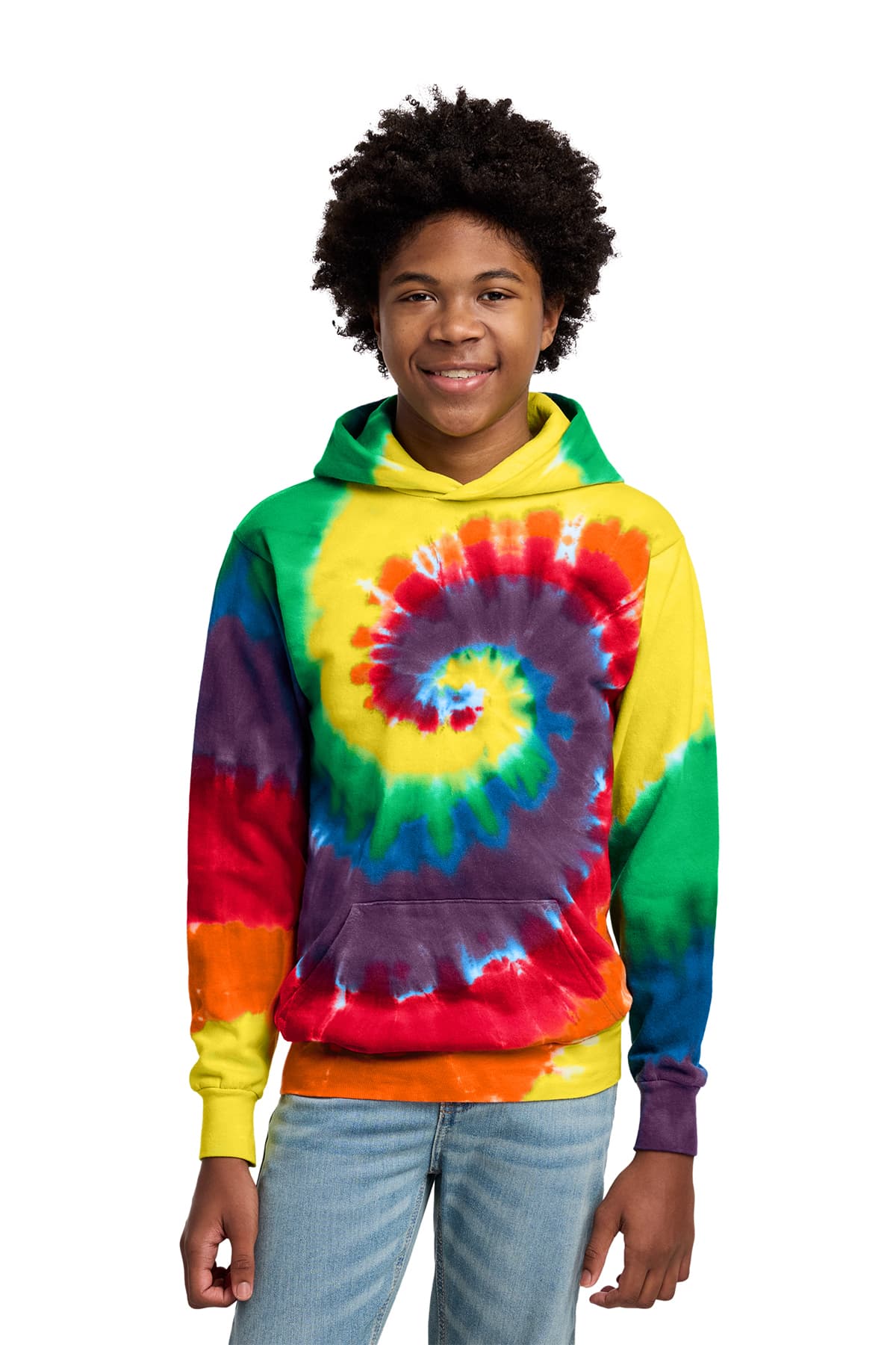 Port & Co Youth Tie-Dye Pullover Hooded Sweatshirt