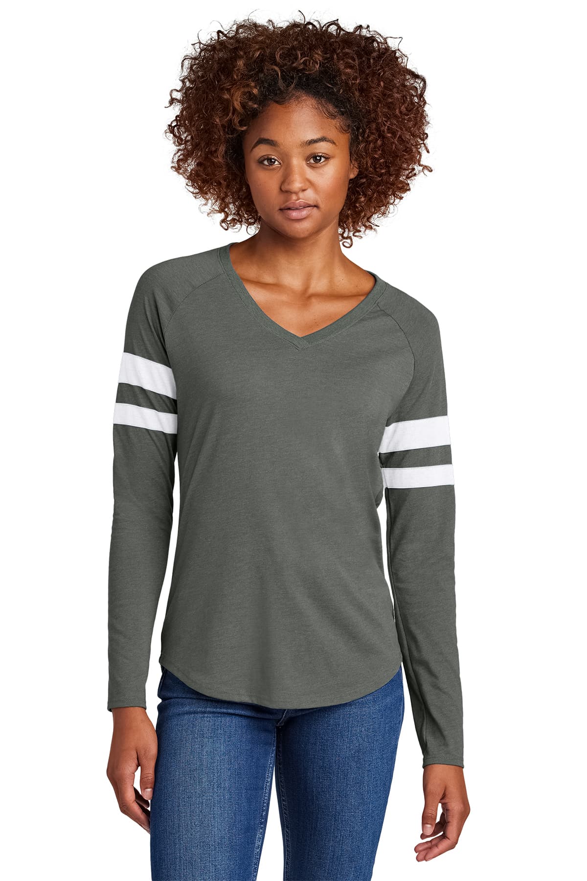 Sport-Tek Women's Halftime Stripe Long Sleeve V-Neck Tee