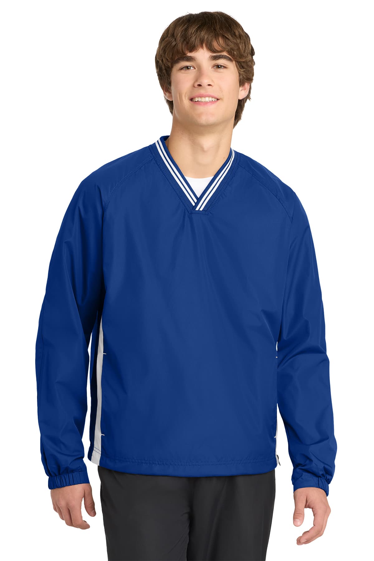Sport-Tek Tipped V-Neck Raglan Wind Shirt