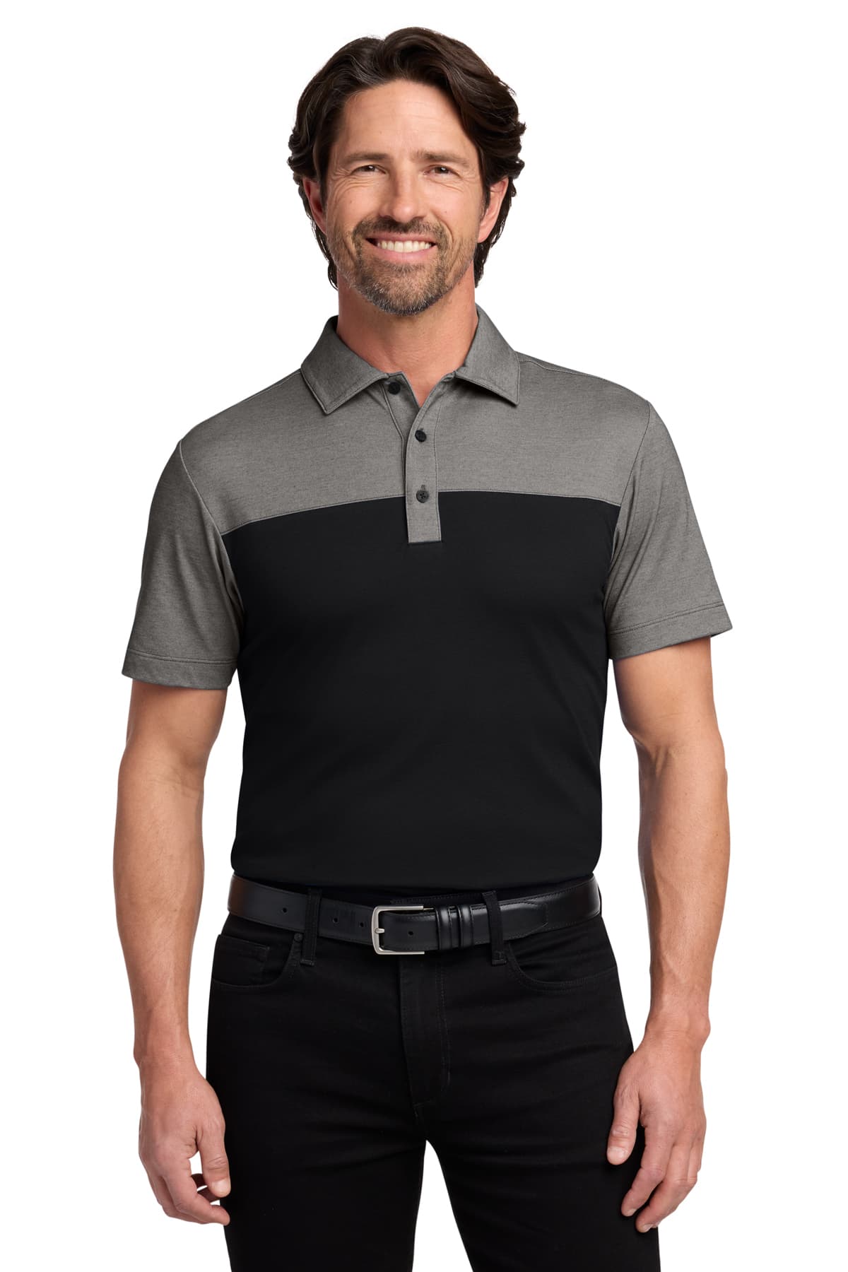 Port Authority Fine Pique Blend Blocked Polo