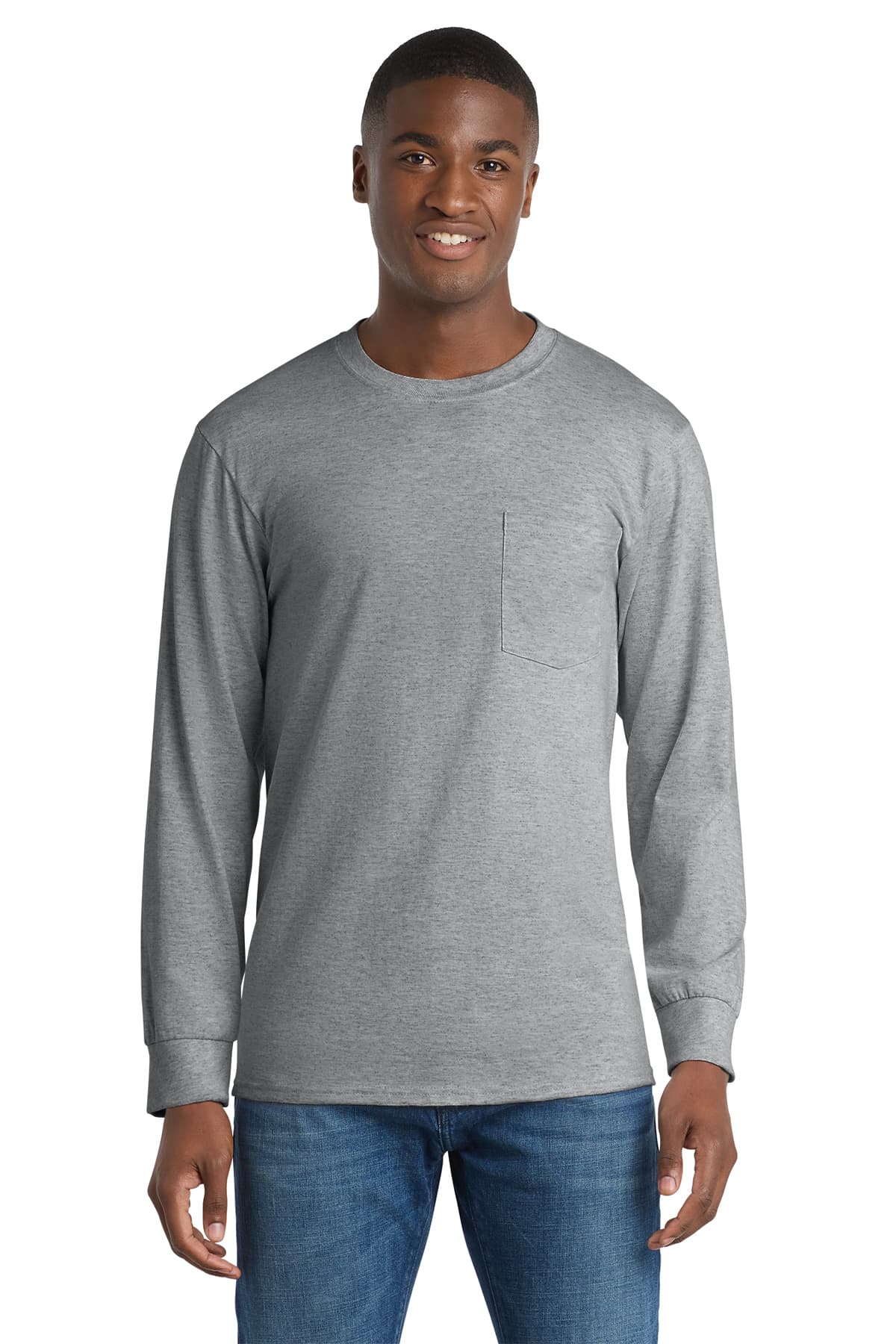 Port & Co Tall Long Sleeve Essential Pocket Tee