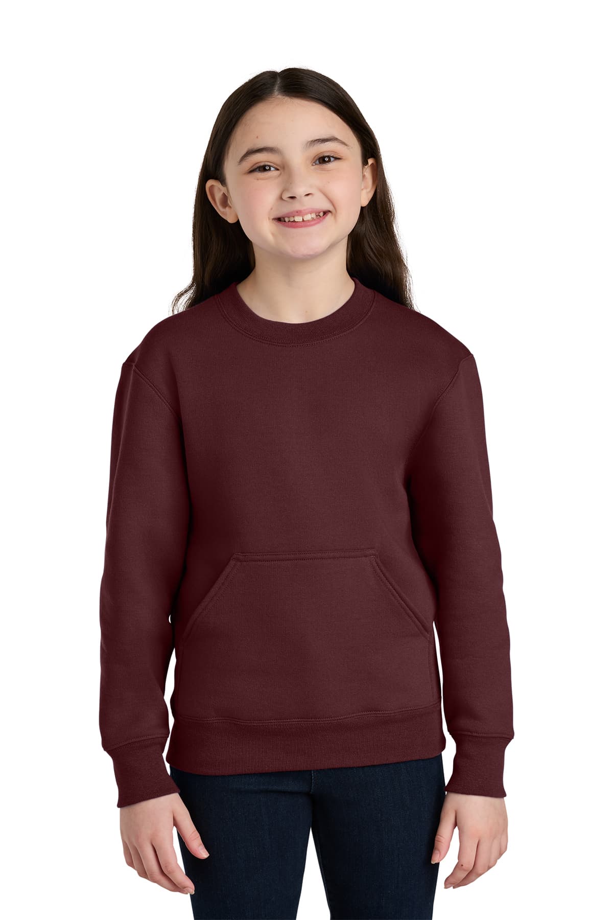 Port & Co Youth Core Fleece Crewneck Pocket Sweatshirt