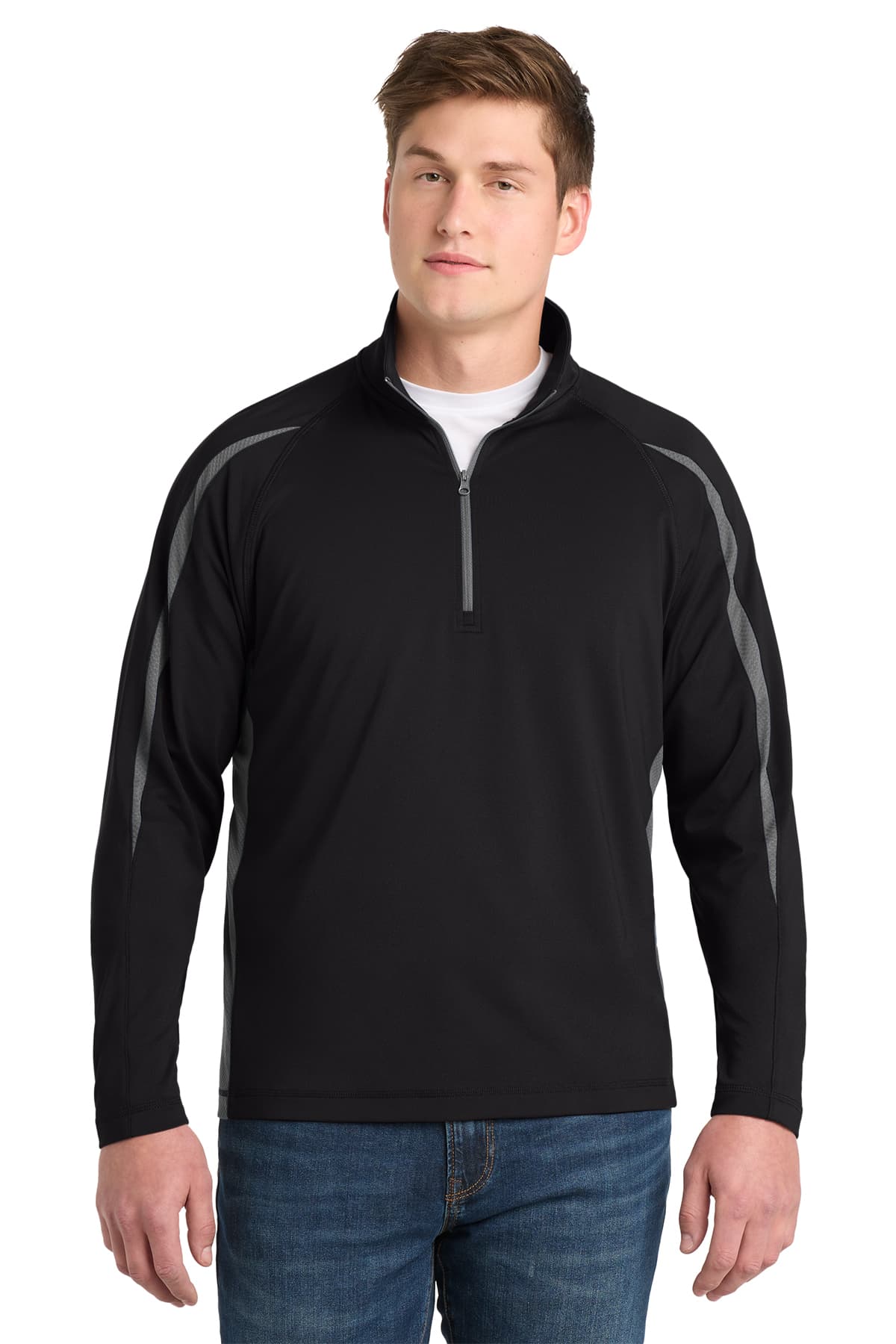 Sport-Tek Sport-Wick Stretch 1/4-Zip Colorblock Pullover