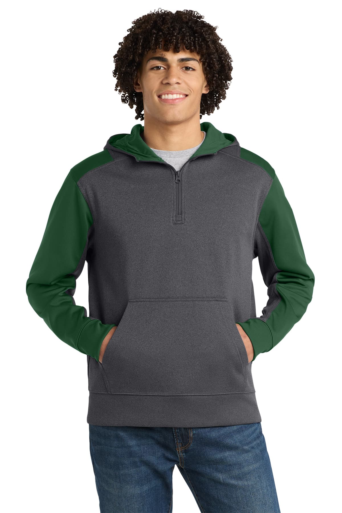 Sport-Tek Tech Fleece Colorblock 1/4-Zip Hooded Sweatshirt