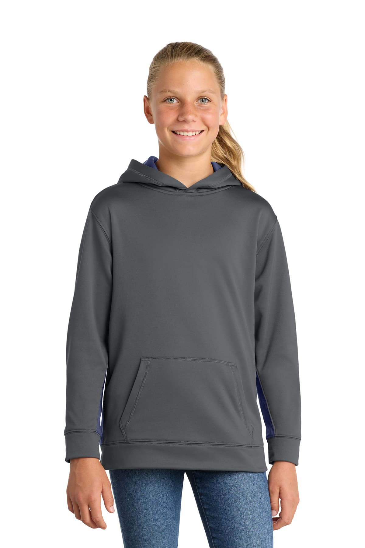 Sport-Tek Youth Sport-Wick Fleece Colorblock Hooded Pullover