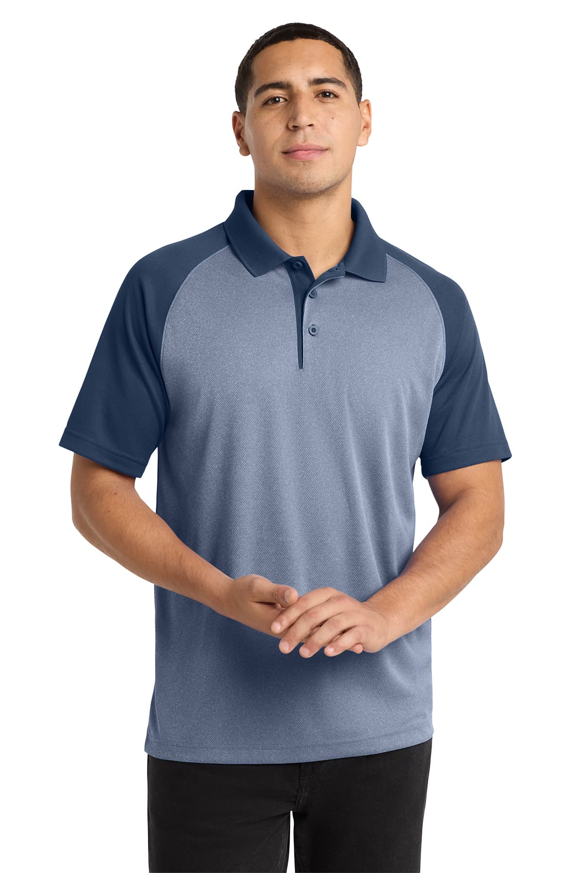 Sport-Tek PosiCharge RacerMesh Raglan Heather Block Polo