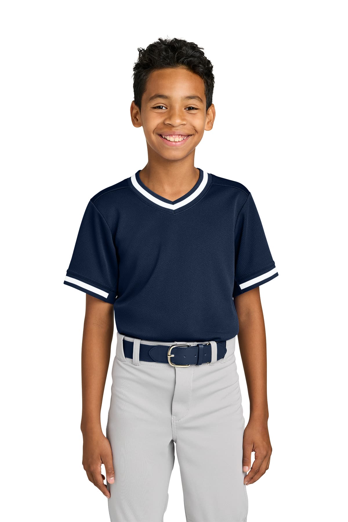 Sport-Tek Youth Tough Mesh V-Neck Baseball Jersey