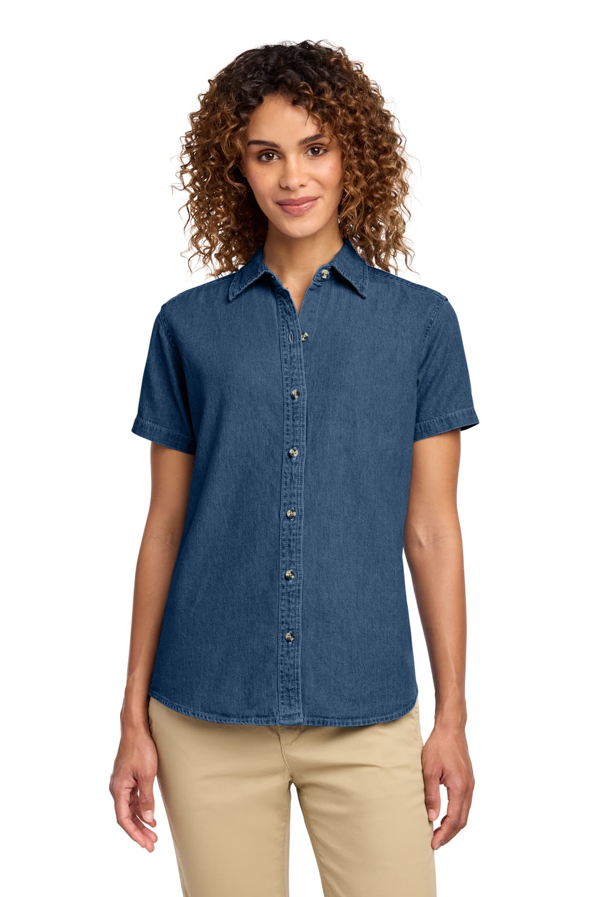 Port & Co Women's Short Sleeve Value Denim Shirt