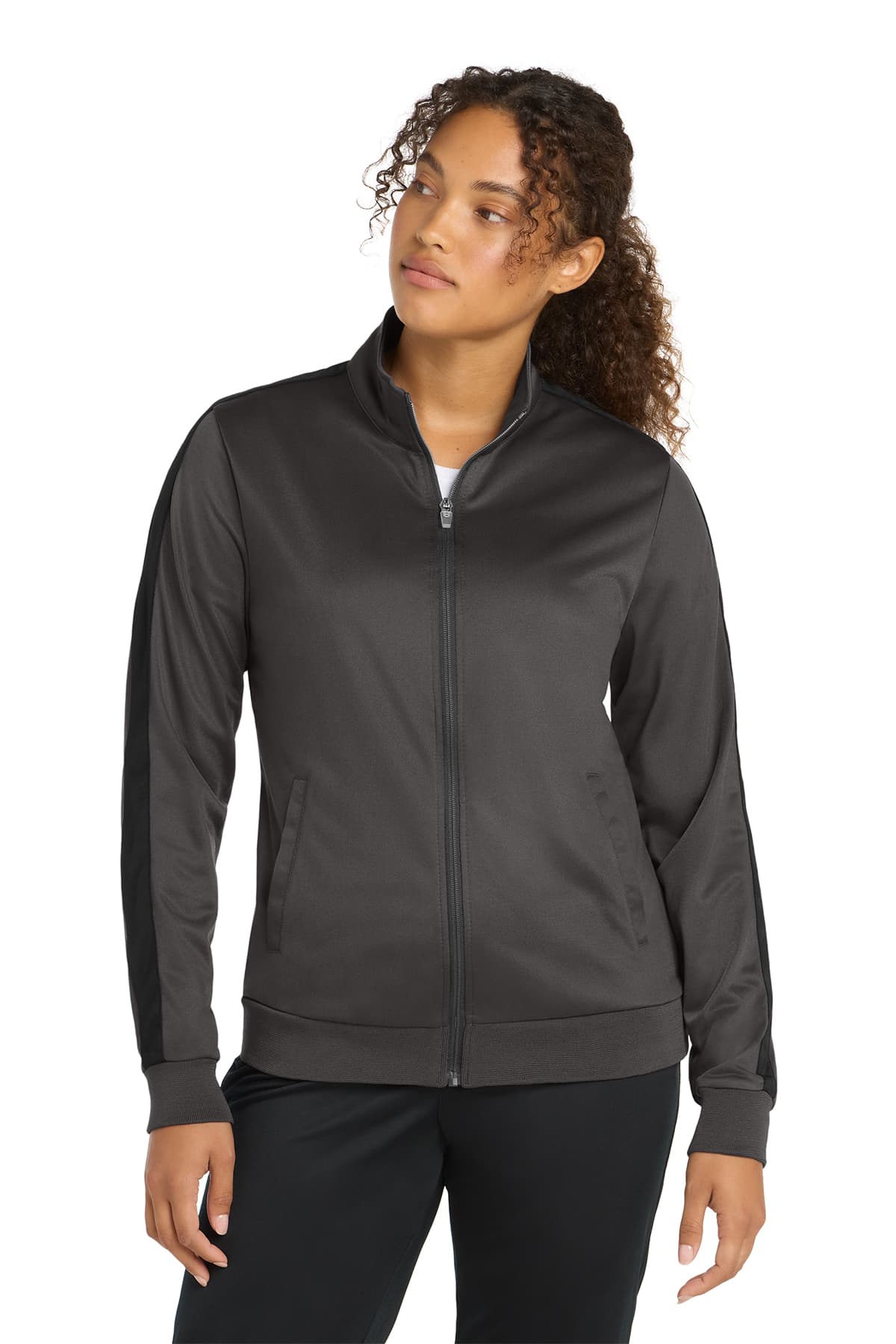 Sport-Tek Ladies Tricot Sleeve Stripe Track Jacket