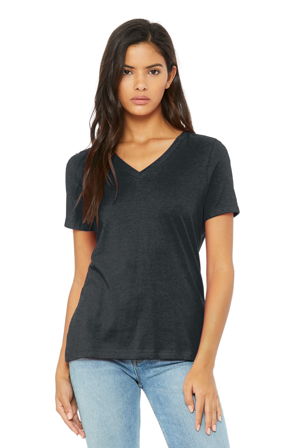 BELLA+CANVAS Women’s Relaxed Heather CVC V-Neck Tee