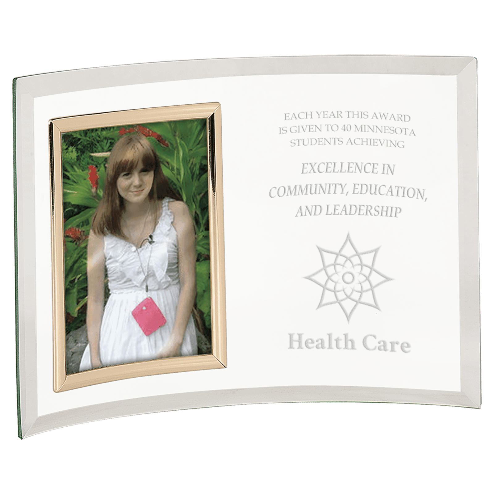 Jade Glass Crescent with Gold Vertical 3 1/2" x 5" Frame