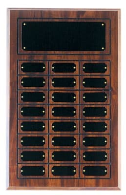 Cherry Finish Grooved Perpetual Plaque with 12 Plates