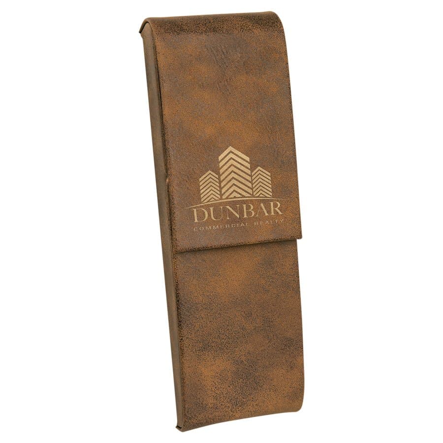 Rustic/Gold Leatherette Double Pen Case