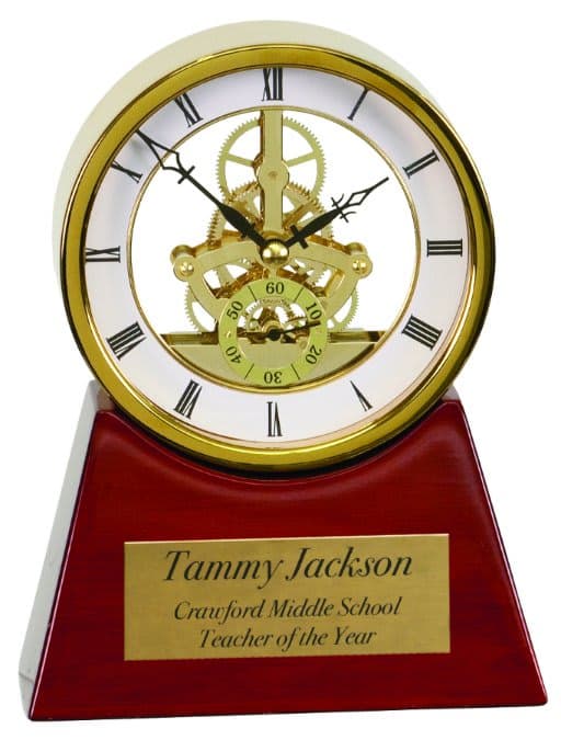 Executive Piano Finish Clock Gold/Rosewood
