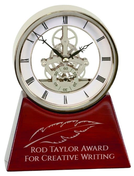 Executive Piano Finish Clock Silver/Rosewood
