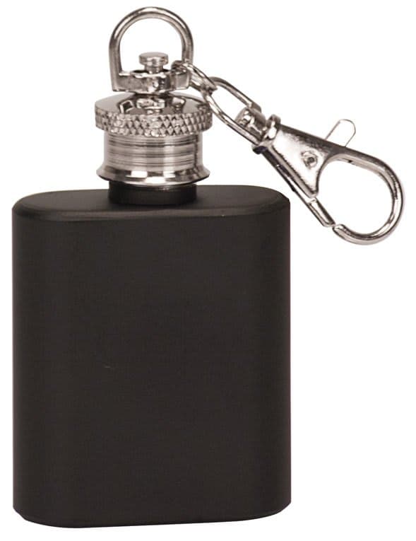 1 oz. Matte Black Stainless Steel Flask Keychain