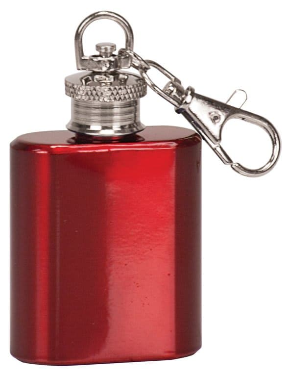 1 oz. Gloss Red Stainless Steel Flask Keychain