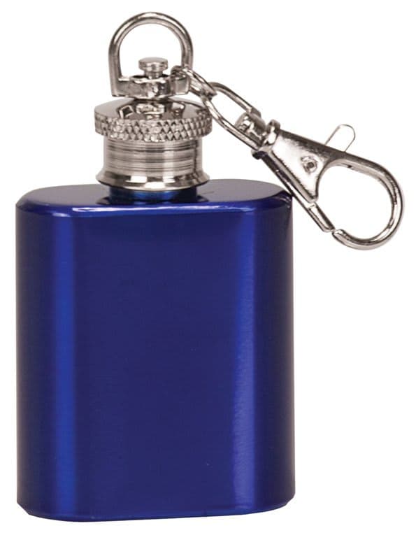 1 oz. Gloss Blue Stainless Steel Flask Keychain