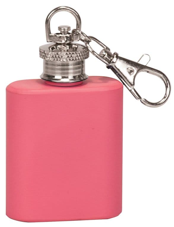 1 oz. Matte Pink Stainless Steel Flask Keychain