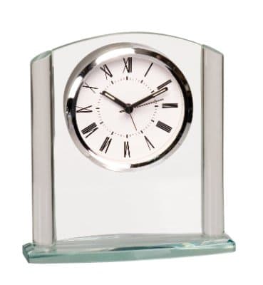 Arch Premier Glass Clock on Clear Glass Base