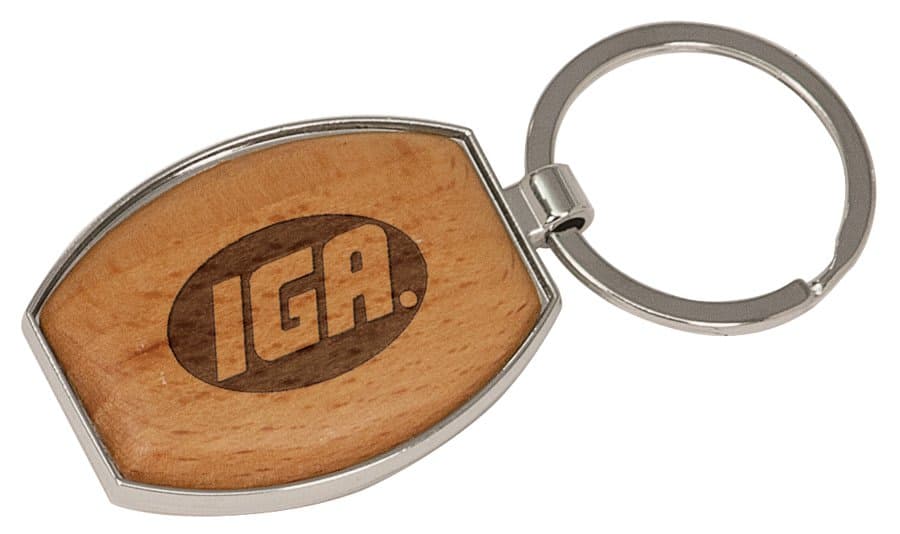 Oval Silver/Wood Keychain