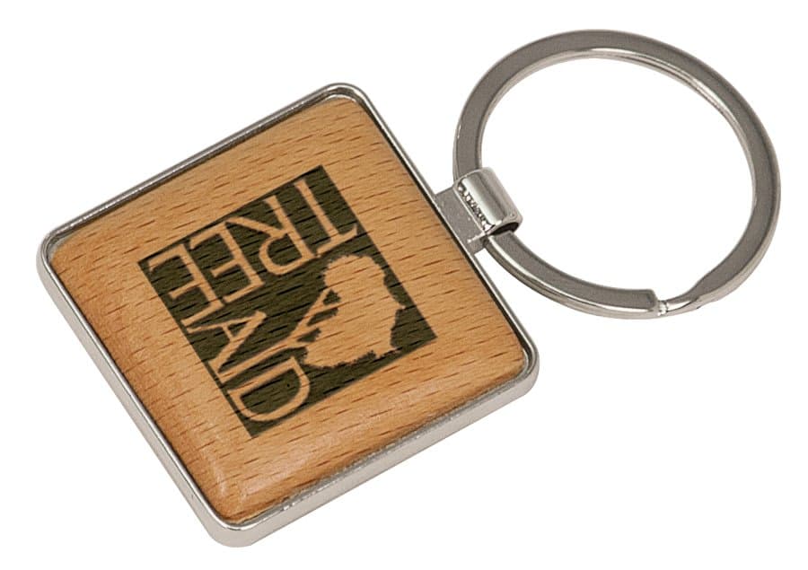 Square Silver/Wood Keychain