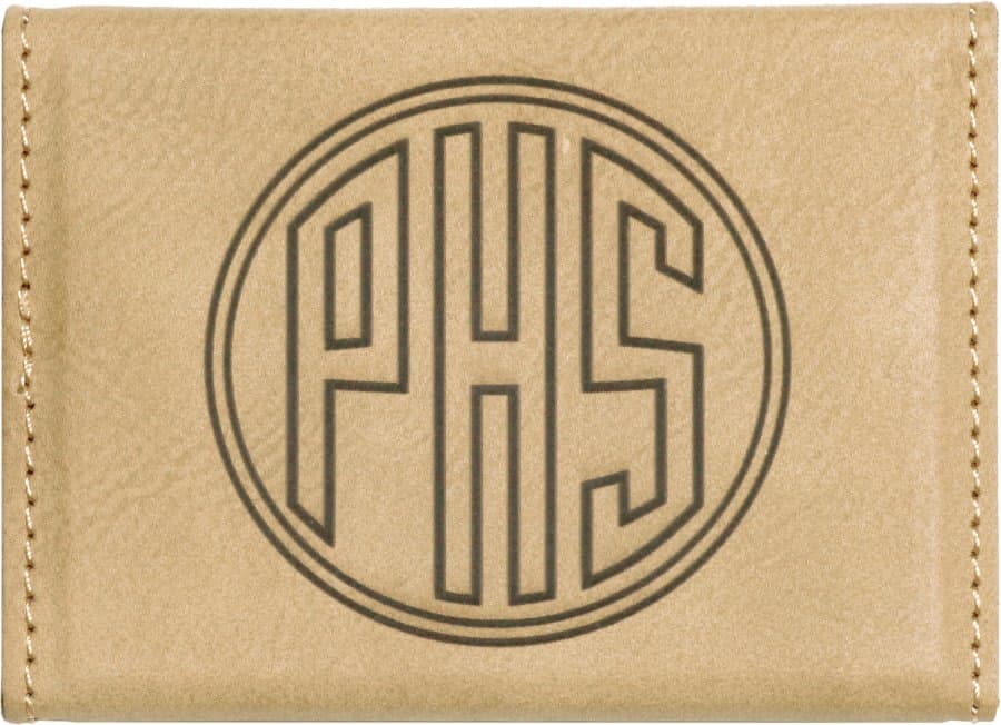 Light Brown Leatherette Hard Business Card Case with Magnetic Closure