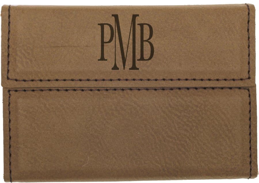 Dark Brown Leatherette Hard Business Card Case with Magnetic Closure