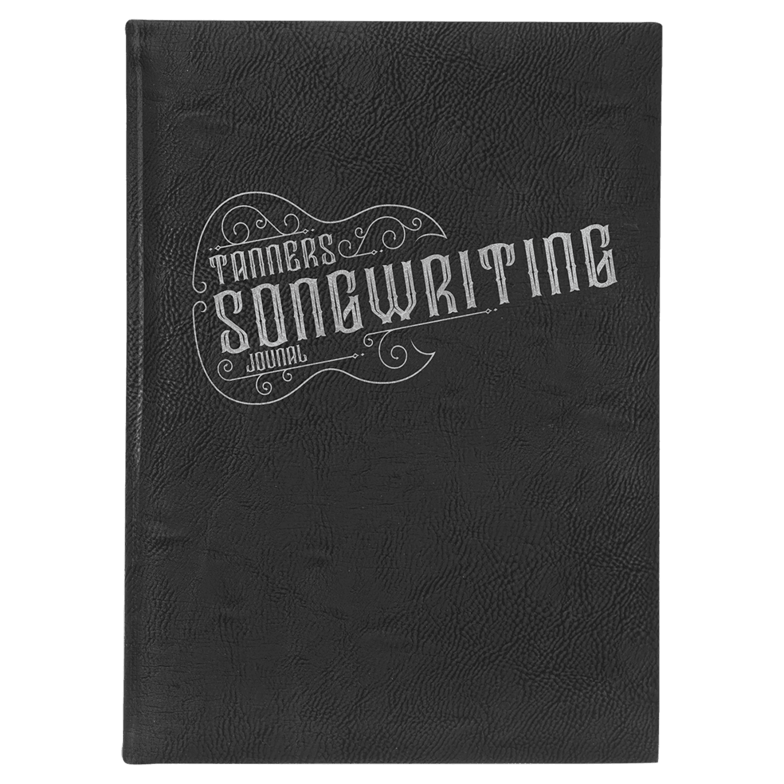 Black/Silver Lasered Leatherette Journal with Lined Paper