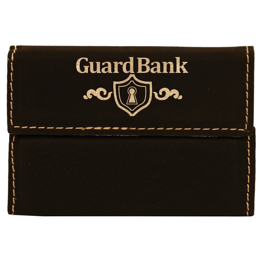 Black/Gold Leatherette Hard Business Card Case with Magnetic Closure