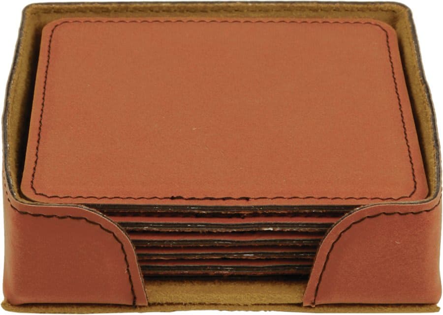 Rawhide Leatherette Square 6-Coaster Set