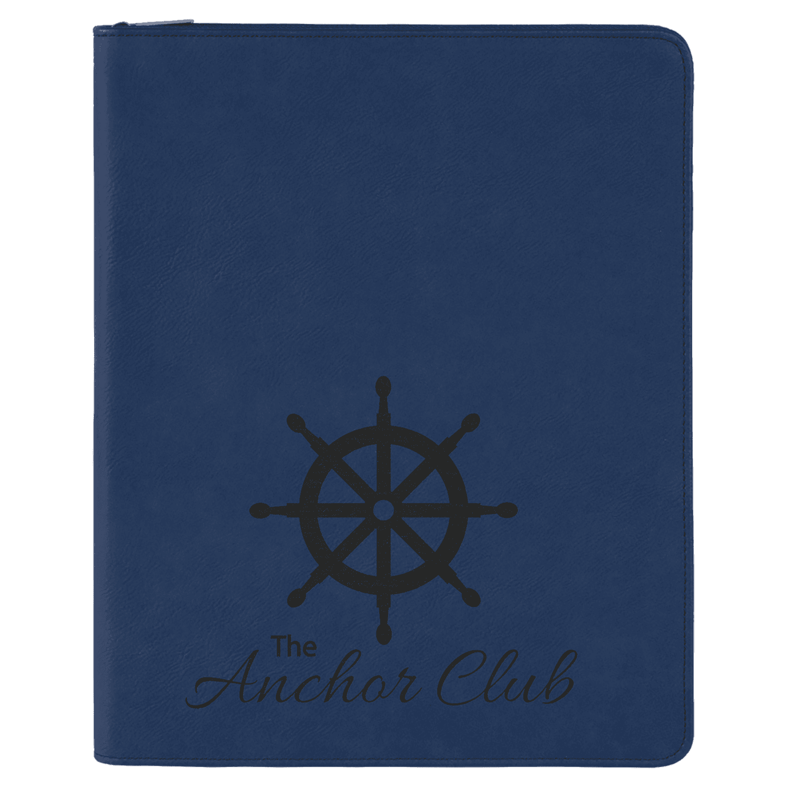 Blue Leatherette Portfolio with Zipper