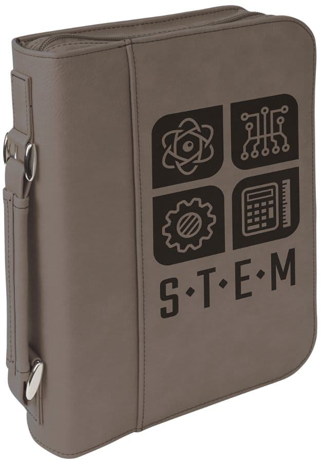 Gray Leatherette Book/Bible Cover with Zipper & Handle