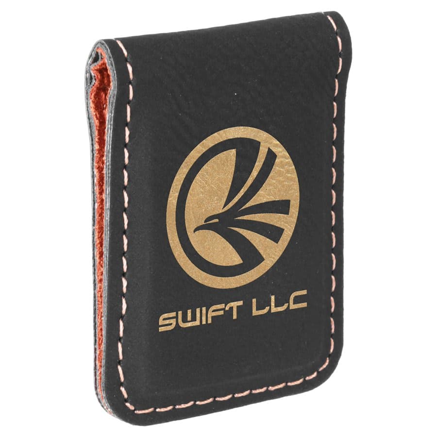Black/Gold Leatherette Money Clip