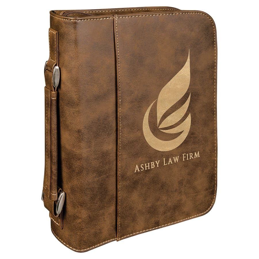 Rustic/Gold Leatherette Book/Bible Cover with Zipper & Handle