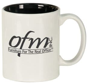 11 oz. White/Black Round Ceramic Mug