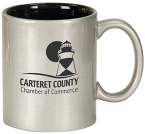 11 oz. Silver/Black Round Ceramic Mug