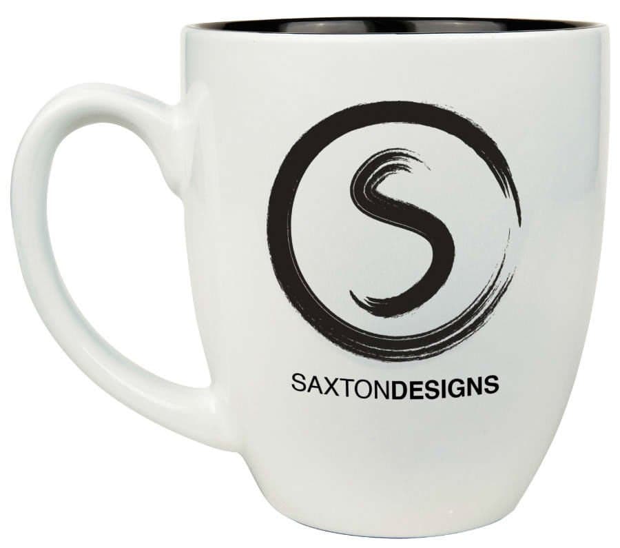 16 oz. White/Black Ceramic Bistro Mug