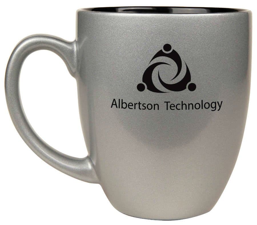 16 oz. Silver/Black Ceramic Bistro Mug