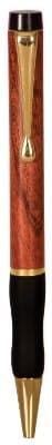 Rosewood Finish Ballpoint Pen with Gripper & Gold Trim