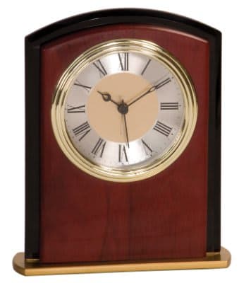 Mahogany Finish & Glass Square Arch Clock