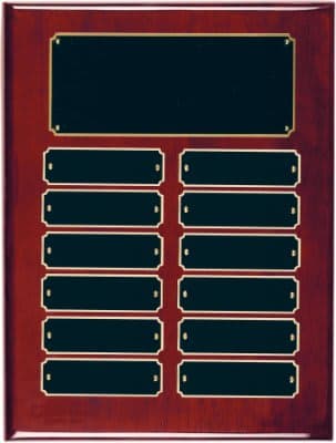Rosewood Piano Finish Perpetual Plaque with 12 Plates